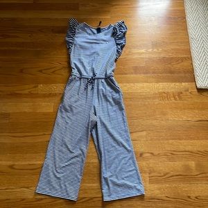 Girls Vineyard Feeder Stripe Edgartown Ruffle Jumpsuit